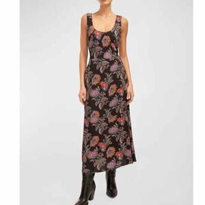 Equipment Everett Floral Print Cut Out Back Maxi Dress Size 12